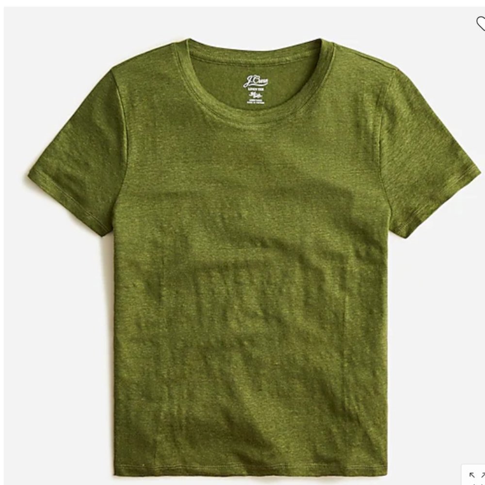 J.CREW Women’s Relaxed 100% Linen Crewneck T-Shirt, Laurel Green, Medium, NWT!